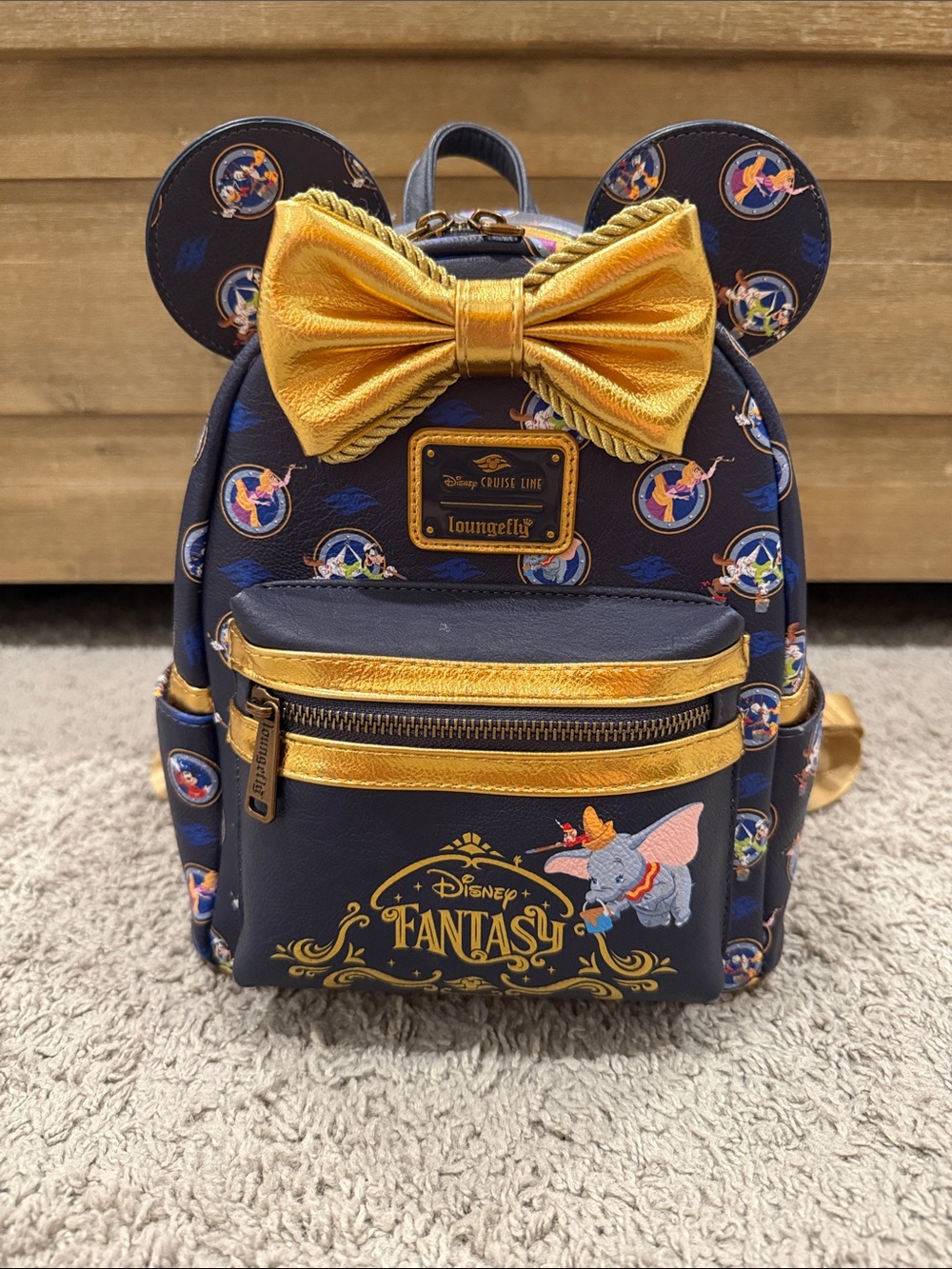 Loungefly Disney Fantasy Dumbo Mini Backpack - Navy & Gold